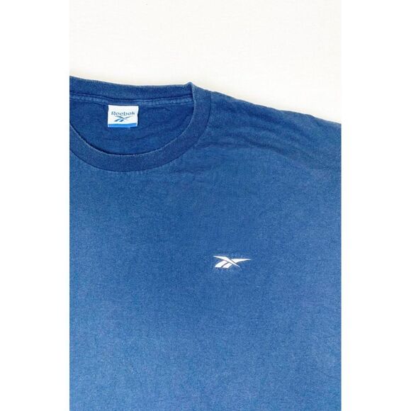 Vintage 90s Y2K Reebok T-shirt XL Navy Blue Embroidered Logo - Picture 4 of 7